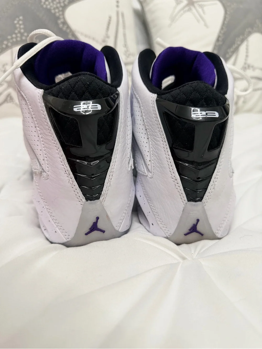 Jordan White, Black & Purple Retro Basketball Shoes